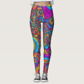 Vibrant Psychedelic Swirl - Abstract Groovy Leggings (Voorkant)