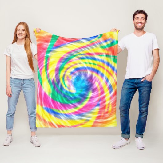 Vibrant Psychedelic Tie Dye Fleece Deken (In situ)
