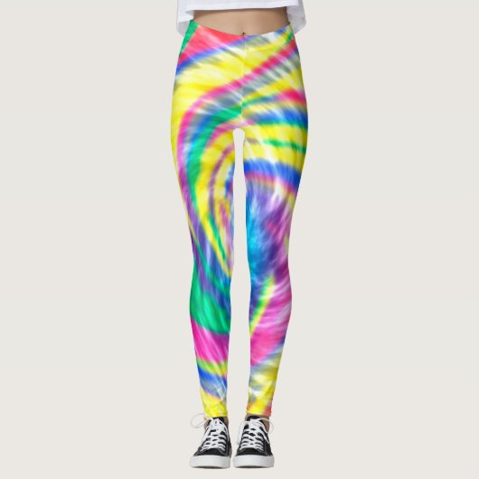 Vibrant Psychedelic Tie Dye Leggings (Voorkant)