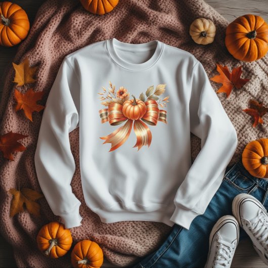 Vibrant Pumpkin Bow Thanksgiving Tshirt