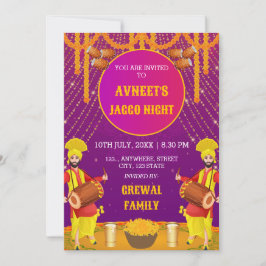 Vibrant Punjabi Jaggo Night Invitation Card Kaart