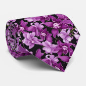 Vibrant purple and pink orchids wildflower stropdas (Opgerold)