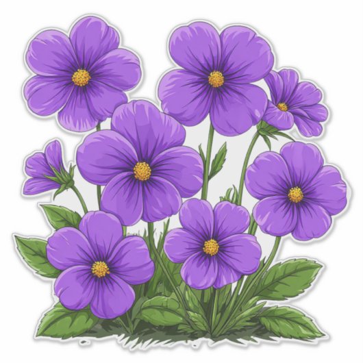 Vibrant Purple Anemone Flowers Sticker (Voorkant)