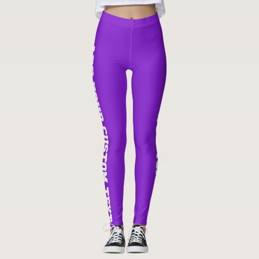 Vibrant Purple Bold Custom Text Vertical Leggings (Voorkant)