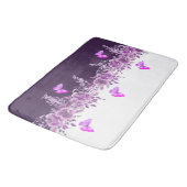 Vibrant Purple Butterfly and Botanical Design Badmat (Gekanteld)