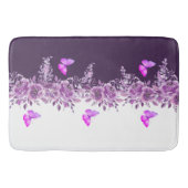 Vibrant Purple Butterfly and Botanical Design Badmat (Voorkant)