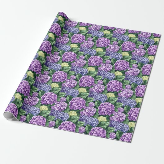 Vibrant Purple Floral Pattern Cadeaupapier (Uitgerold)