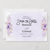 Vibrant Purple Floral Wedding Save the Date Kaart (Voorkant)