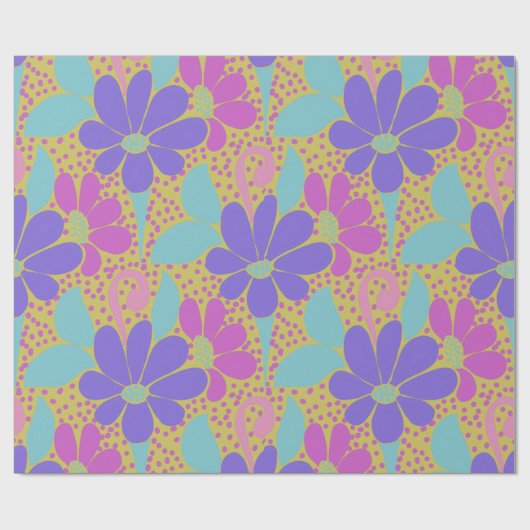 Vibrant Purple & Pink Floral Pattern Wrapping  Cadeaupapier (Vlak)