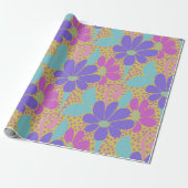 Vibrant Purple & Pink Floral Pattern Wrapping  Cadeaupapier (Uitgerold)