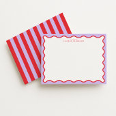 Vibrant Purple & Red Wavy Border Note Card Kaart