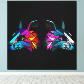 Vibrant Rabbits Throw Blanket Drawstring Bag Faux Canvas Afdruk (Insitu (Houten vloer))
