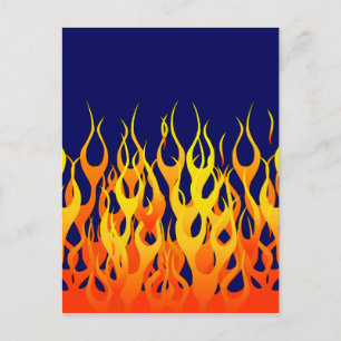 Vibrant Racing Flames op Navy Blue Briefkaart