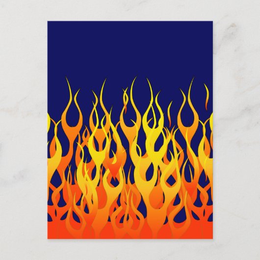 Vibrant Racing Flames op Navy Blue Briefkaart (Voorkant)