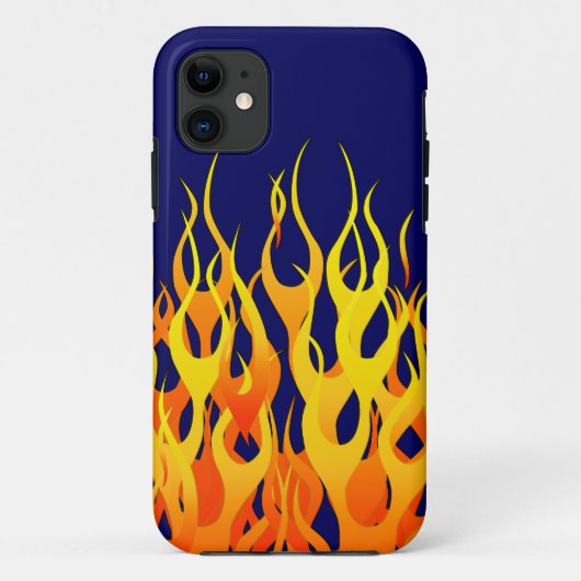 Vibrant Racing Flames op Navy Blue Case-Mate iPhone Case (Achterkant)