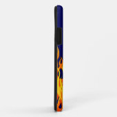 Vibrant Racing Flames op Navy Blue Case-Mate iPhone Case (Achterkant/rechts)