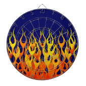 Vibrant Racing Flames op Navy Blue Dartbord (Voorkant)