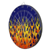 Vibrant Racing Flames op Navy Blue Dartbord (Voorkant Rechts)