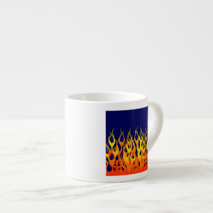 Vibrant Racing Flames op Navy Blue Espresso Kop