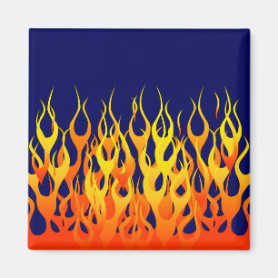 Vibrant Racing Flames op Navy Blue Magneet