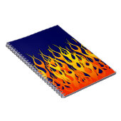Vibrant Racing Flames op Navy Blue Notitieboek (Rechterzijde)