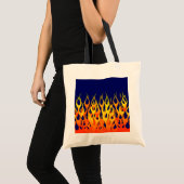 Vibrant Racing Flames op Navy Blue Tote Bag (Voorkant (product))