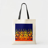 Vibrant Racing Flames op Navy Blue Tote Bag (Voorkant)