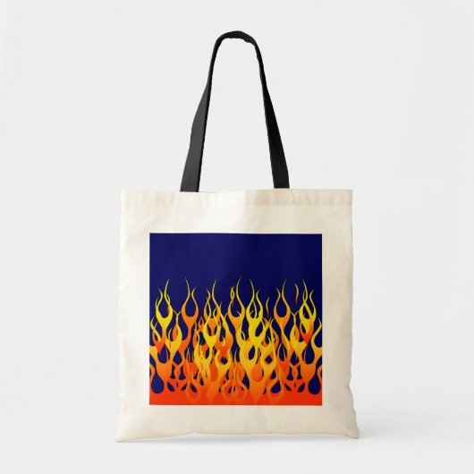 Vibrant Racing Flames op Navy Blue Tote Bag (Voorkant)