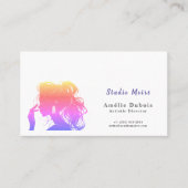Vibrant Rainbow Hair Stylist Studio Moire QR Code Visitekaartje (Voorkant)