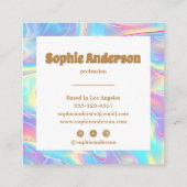 Vibrant Rainbow Holographic Square Business Card Vierkante Visitekaartje (Achterkant)