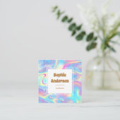 Vibrant Rainbow Holographic Square Business Card Vierkante Visitekaartje (Staand voorkant)