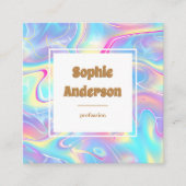 Vibrant Rainbow Holographic Square Business Card Vierkante Visitekaartje (Voorkant)