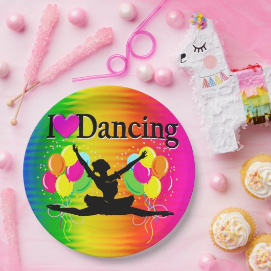 VIBRANT RAINBOW I LOVE DANCING DESIGN PAPIEREN BORDJE (Feest)