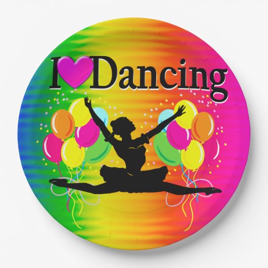 VIBRANT RAINBOW I LOVE DANCING DESIGN PAPIEREN BORDJE (Voorkant)