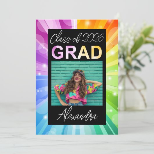 Vibrant Rainbow-klasse van 2018 Foto-Afstuderen Kaart (Staand voorkant)