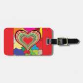 Vibrant Rainbow Layered Heart Abstract Bagagelabel (Voorkant horizontaal)