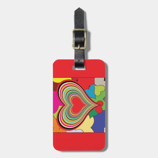 Vibrant Rainbow Layered Heart Abstract Bagagelabel (Voorkant verticaal)
