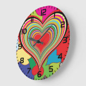 Vibrant Rainbow Layered Heart Abstract Grote Klok (Hoek)