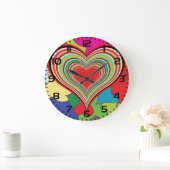 Vibrant Rainbow Layered Heart Abstract Grote Klok (Huis)