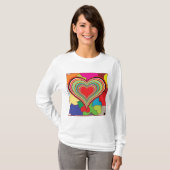 Vibrant Rainbow Layered Heart Abstract T-shirt (Voorkant volledig)