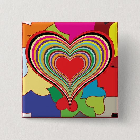 Vibrant Rainbow Layered Heart Abstract Vierkante Button 5,1 Cm (Voorkant)