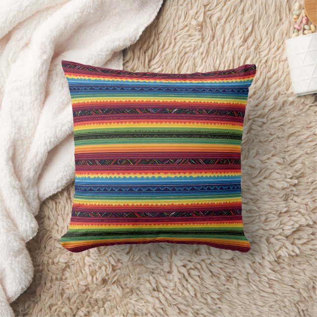 Vibrant Rainbow Mexican Serape Stripes Baby Swaddl Kussen (Deken)