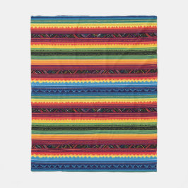 Vibrant Rainbow Mexican Serape Stripes Fleece Deken