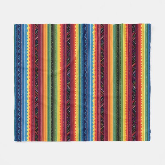 Vibrant Rainbow Mexican Serape Stripes Fleece Deken (Voorkant (Horizontaal))