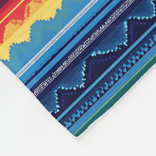 Vibrant Rainbow Mexican Serape Stripes Fleece Deken (Hoek)