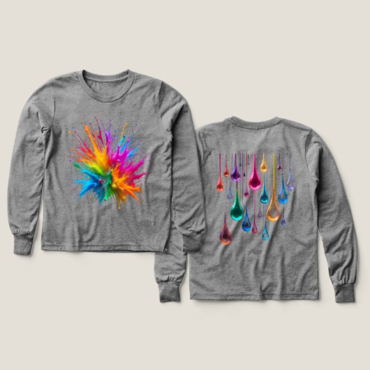 Vibrant Rainbow Paint Splatter Explosion (Voorkant /achterkant)