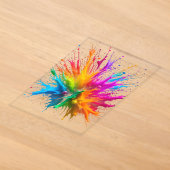 Vibrant Rainbow Paint Splatter Explosion Acryl Uitnodigingen (Laagn)