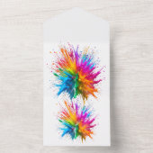 Vibrant Rainbow Paint Splatter Explosion All In One Uitnodiging (Binnen)