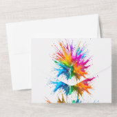 Vibrant Rainbow Paint Splatter Explosion All In One Uitnodiging (Achterkant)