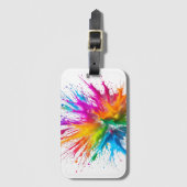 Vibrant Rainbow Paint Splatter Explosion Bagagelabel (Voorkant (verticaal))